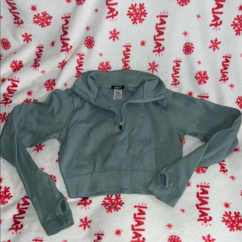 Women's Ribbed Cropped Top - Blue/Green color